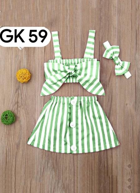 Green Colour GURUKRUPA Girls Fancy Wear Top With Skirt Kids Colllection GK-59